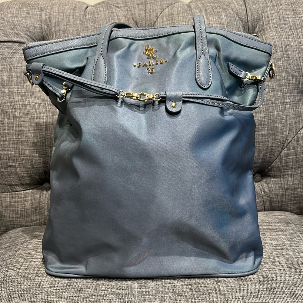 JPK Paris 75 Shoulder Bag Blueish Gray with Gold Zipper/Accent